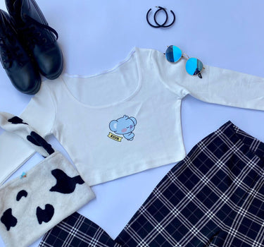 Koya BT21 Y2K Top Tops Burger Bae XS White 