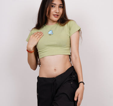 Koya Bt21 : Burger Bae Round Neck Crop Baby Tee For Women