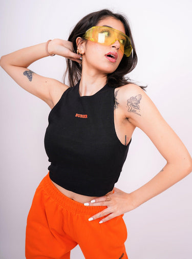 Kyoto Co ord Set (Black:Bright Orange) For Women