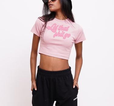 Let that shi*t go : Burger Bae Round Neck Crop Baby Tee For Women