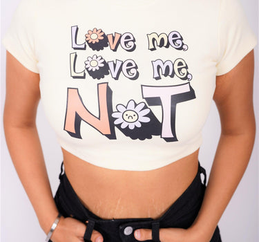 Love Me Not - Burger Bae Round Neck Crop Baby Tee - BurgerBae