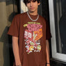 M&M Oversized Tee (T-shirt) For Men Oversized T-shirt Burger Bae Free size Coffee Brown 