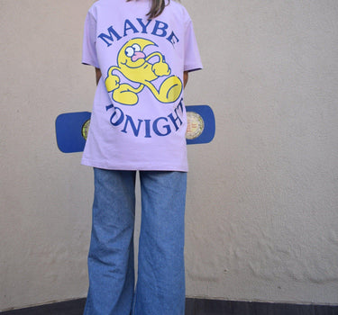 Maybe Tonight Oversized Tee (T-shirt) Oversized T-shirt Burger Bae FreeSize Lavender 