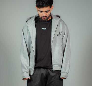 Melange Grey Melbourne Heavyweight Oversized Zip-Through Hoodie Jacket For Men and Women