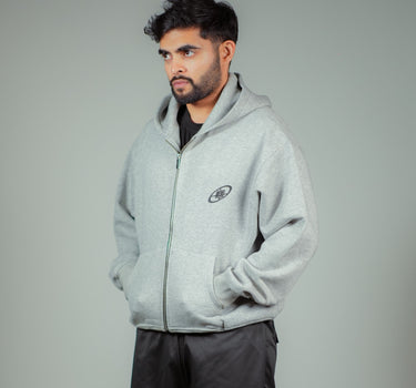 Melange Grey Melbourne Heavyweight Oversized Zip-Through Hoodie Jacket For Men and Women
