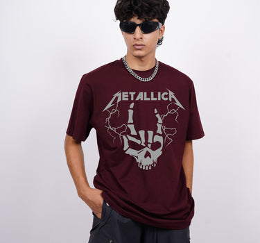 Fuck Skull Metallica (Reflective) : Burger Bae Oversized  Tee For Men and Women