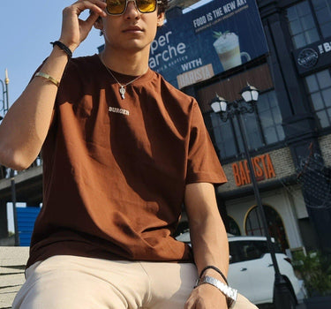 Minimal Burger Logo Regular Tee (T-shirt) For Men T-shirt Burger Bae S Coffee Brown 