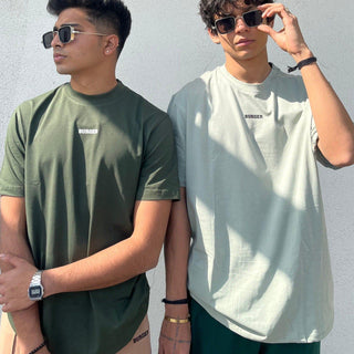 Minimal Burger Logo Regular Tee (T-shirt) For Men T-shirt Burger Bae S Bottle Green 