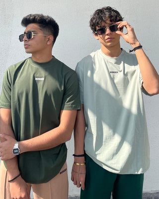 Minimal Burger Logo Regular Tee (T-shirt) For Men T-shirt Burger Bae S Bottle Green 