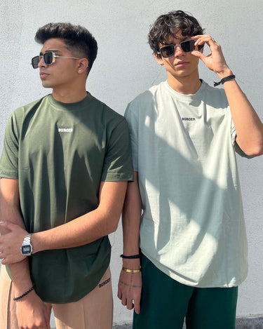 Minimal Burger Logo Regular Tee (T-shirt) For Men T-shirt Burger Bae S Bottle Green 