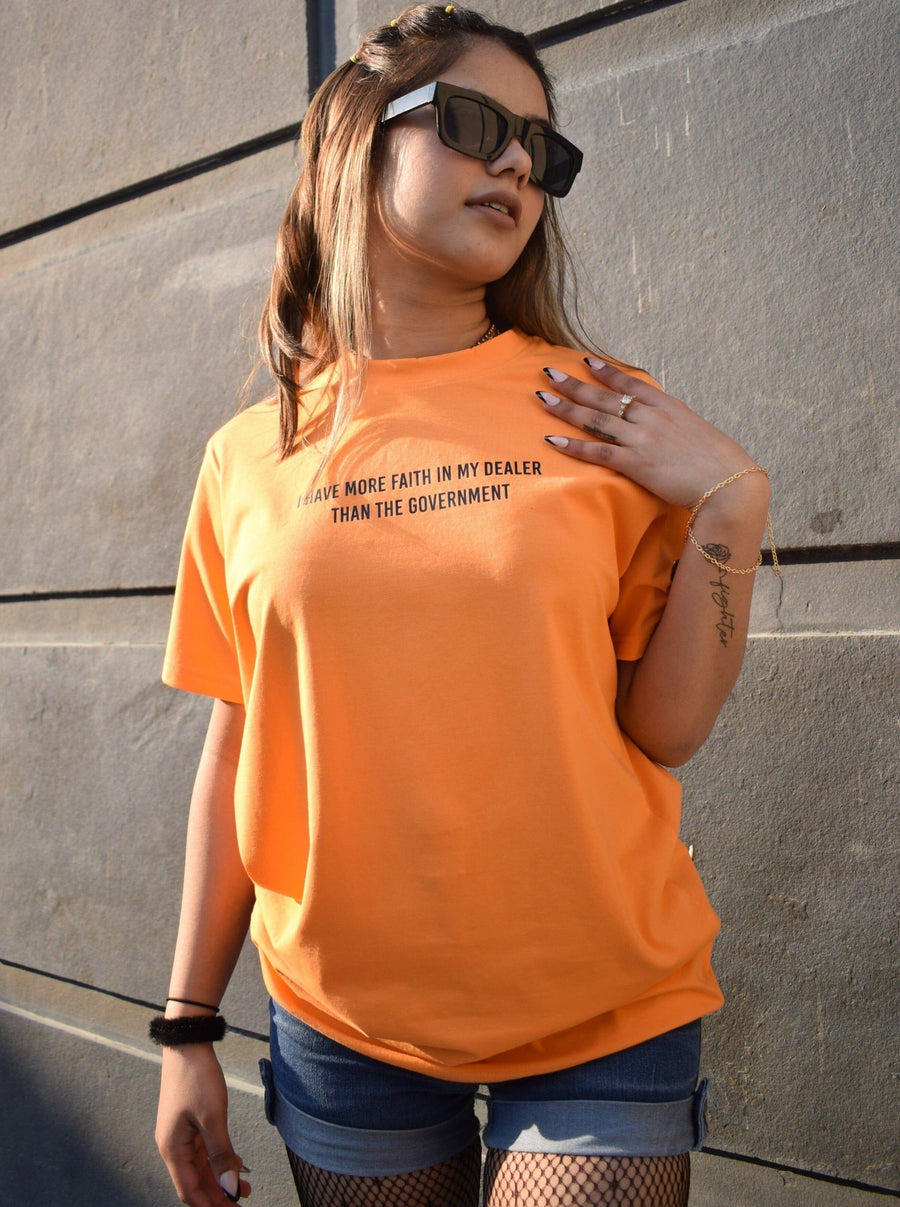 More faith in My Dealer Oversized Tee (T-shirt) Oversized T-shirt Burger Bae FreeSize Orange 