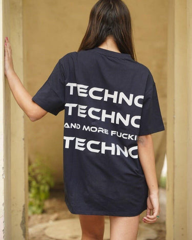 More FKN Techno Oversized Tee (T-shirt) Oversized T-shirt Burger Bae Free Size Navy 