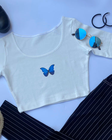 Morpho Y2K Top Tops Burger Bae XS White 