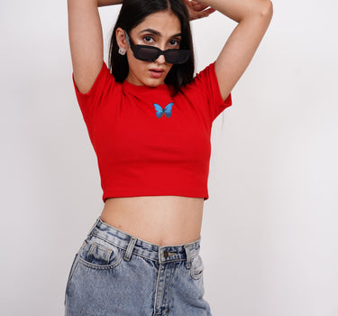 Morpho : Burger Bae Round Neck Crop Baby Tee For Women