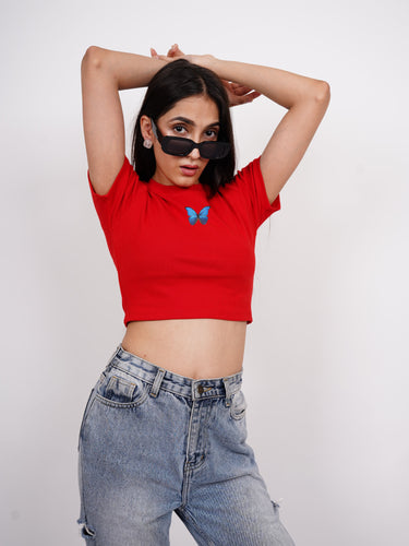 Morpho : Burger Bae Round Neck Crop Baby Tee For Women