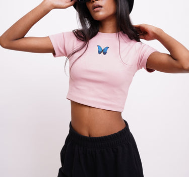 Morpho : Burger Bae Round Neck Crop Baby Tee For Women