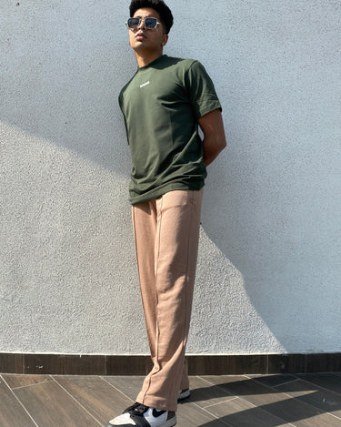 New York Tee Set For Men Co-ord set Burger Bae S Olive-Beige 