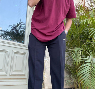 New York Tee Set For Men Co-ord set Burger Bae S Wine-Black 