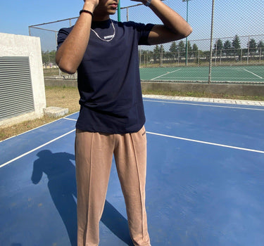 New York Tee Set For Men Co-ord set Burger Bae S Navy-Beige 