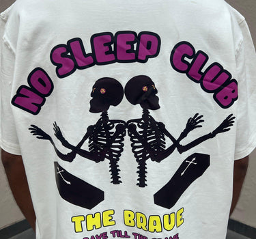 No Sleep Club Oversized Tee (T-shirt) For Men Oversized T-shirt Burger Bae Free Size White 