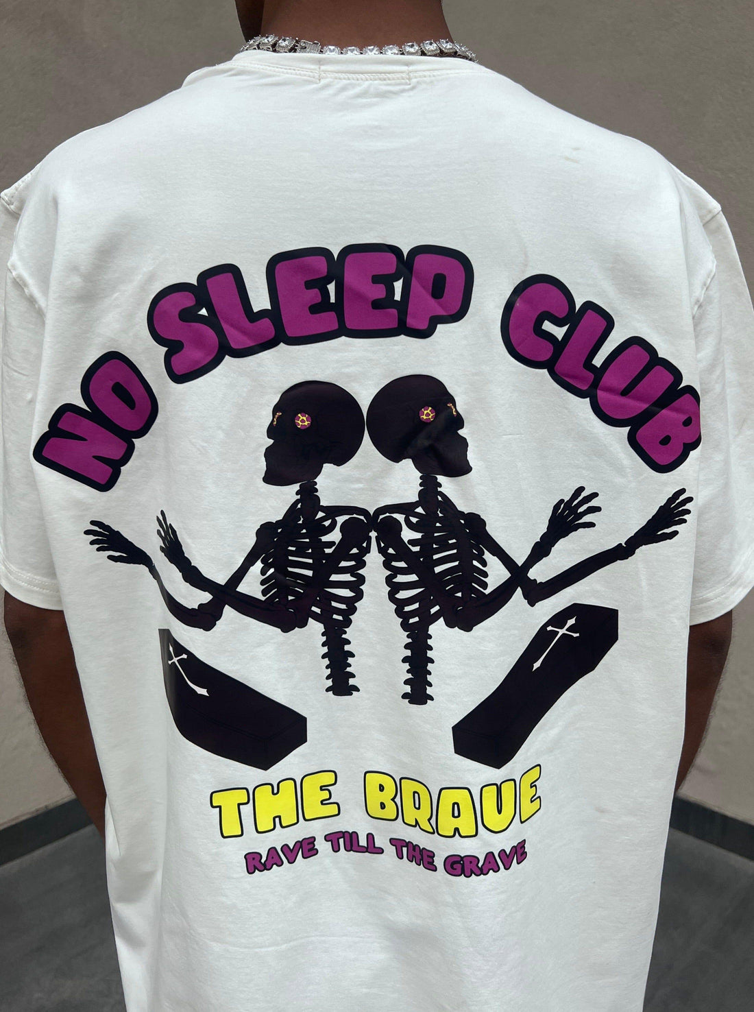 No Sleep Club Oversized Tee (T-shirt) For Men Oversized T-shirt Burger Bae Free Size White 