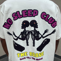 No Sleep Club Oversized Tee (T-shirt) For Men Oversized T-shirt Burger Bae Free Size White 