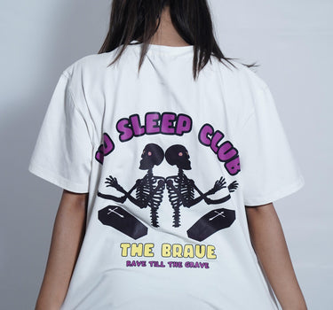 No Sleep Club Oversized Tee (T-shirt) Oversized T-shirt Burger Bae Free Size White 