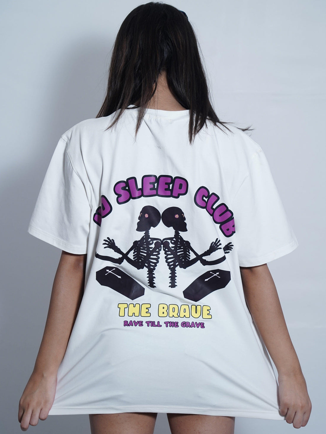 No Sleep Club Oversized Tee (T-shirt) Oversized T-shirt Burger Bae Free Size White 