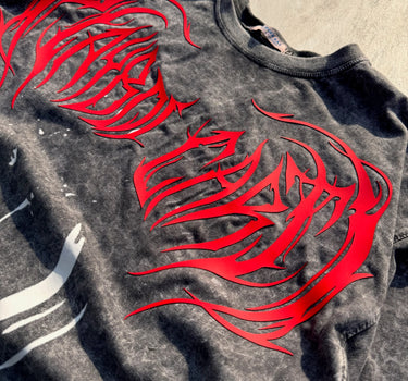 Inferno Script Acid Wash Drop Sleeved Tee for Men & Women