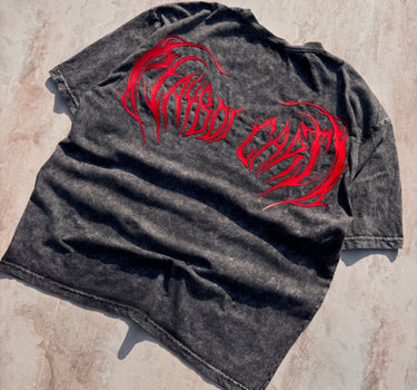 Inferno Script Acid Wash Drop Sleeved Tee for Men & Women