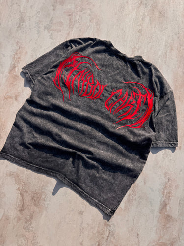 Inferno Script Acid Wash Drop Sleeved Tee for Men & Women