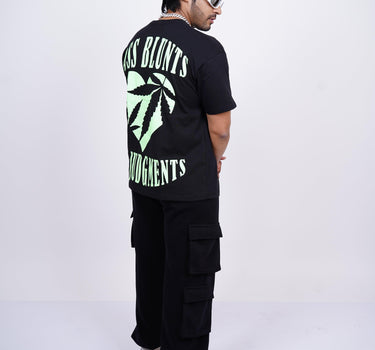Pass Blunts Drop Shoulder Tee(Green Glow) Drop-Sleeved Tee (T-shirt) - BurgerBae