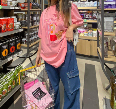 Pink Panther & The Inspector - Oversized Tee (T-shirt) Oversized T-shirt BurgerBae Free Size Candy Pink 