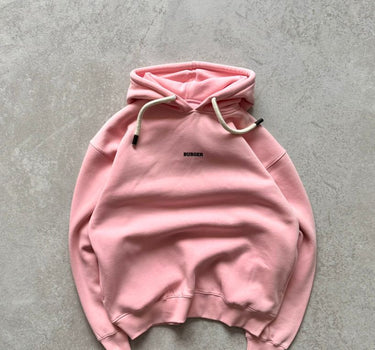 Strawberry Shake (Baby Pink) : Ye Burger Logo Heavyweight Baggy Hoodie For Men and Women