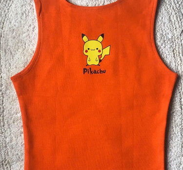 Pokemon Pikachu Rachel Tank Tanks Burger Bae XS Bright Orange 