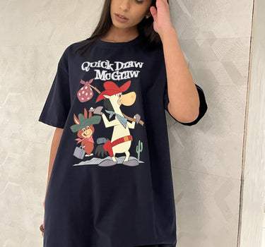 Quick Draw Mcgraw Oversized Tee (T-shirt) Oversized T-shirt Burger Bae Free Size Navy 