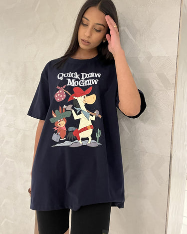Quick Draw Mcgraw Oversized Tee (T-shirt) Oversized T-shirt Burger Bae Free Size Navy 