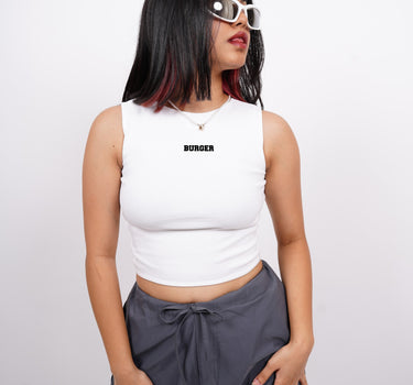 Minimal Burger Logo: Burger Bae Sleeveless Rachel Tank For Women