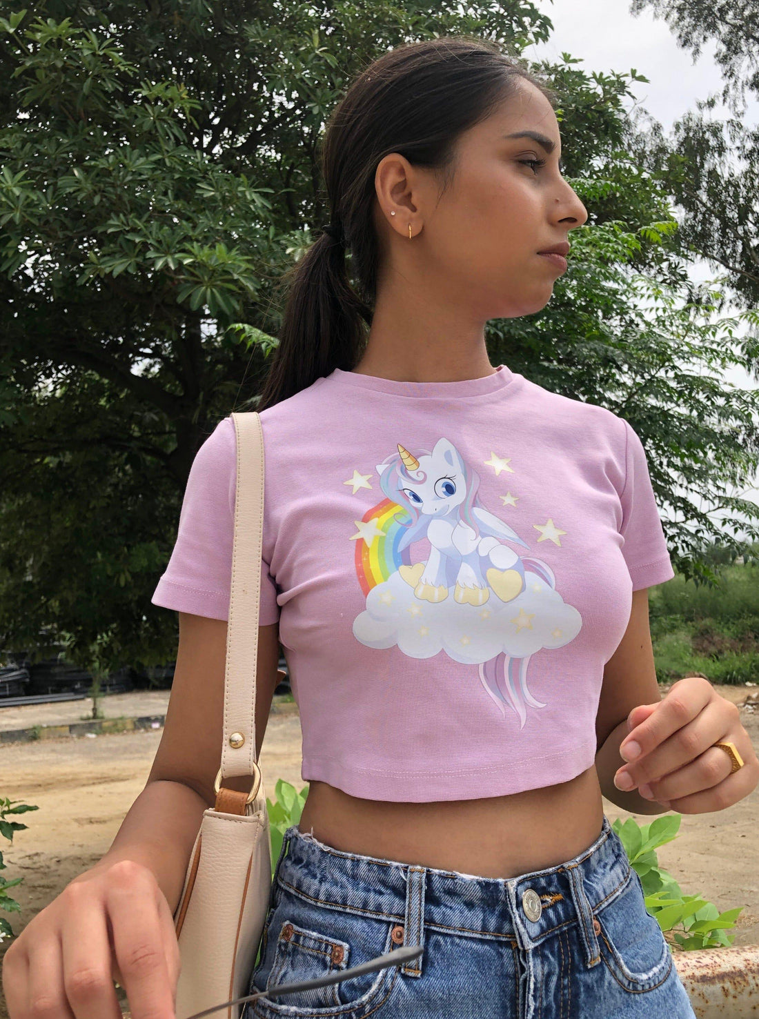 Rainbow Unicorn Baby Tee (T-shirt) Tops Burger Bae 