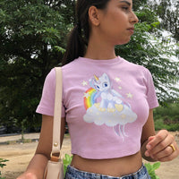 Rainbow Unicorn Baby Tee (T-shirt) Tops Burger Bae 