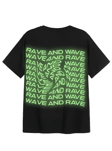Rave & Wave (Glow in Dark) Oversized Tee (T-shirt) For Men Oversized T-shirt Burger Bae 