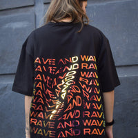 Rave & Wave (Holographic) Oversized Tee (T-shirt) Oversized T-shirt Burger Bae FreeSize Black 