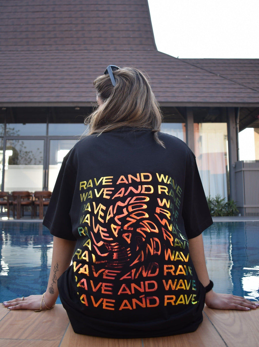 Rave & Wave (Holographic) Oversized Tee (T-shirt) Oversized T-shirt Burger Bae 