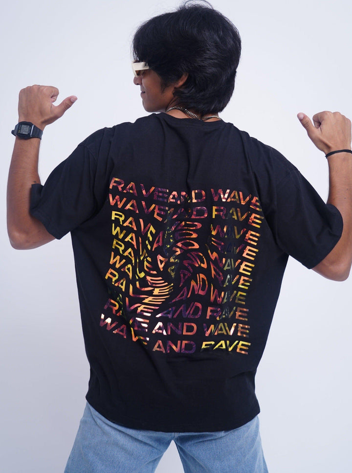Rave & Wave (Holographic) Oversized Tee (T-shirt) For Men Oversized T-shirt Burger Bae 