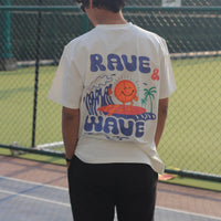 Rave & Wave oversized Tee (T-shirt) For Men Oversized T-shirt Burger Bae FreeSize White 