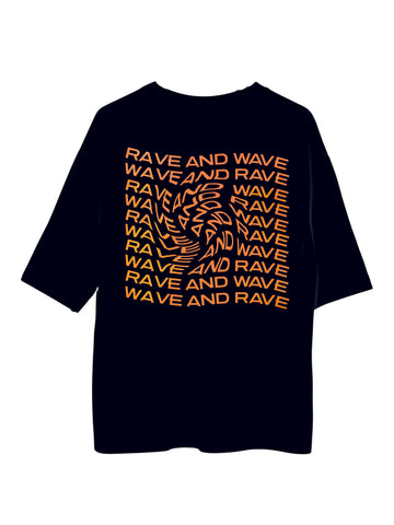 Rave & Wave (Orange Holographic)- Burger Bae Oversized Unisex Tee