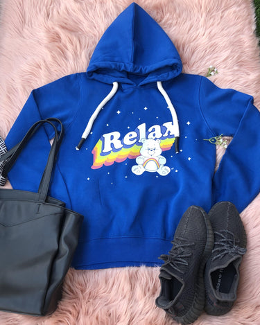 Relax Bear Hoodie Hoodies Burger Bae S Cobalt Blue 