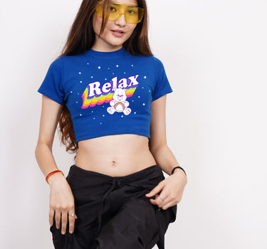 Relax : Burger Bae Round Neck Crop Baby Tee For Women