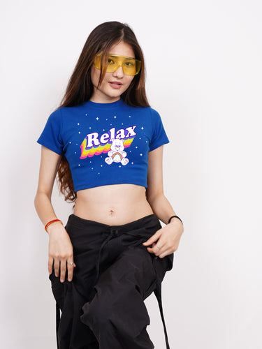 Relax : Burger Bae Round Neck Crop Baby Tee For Women