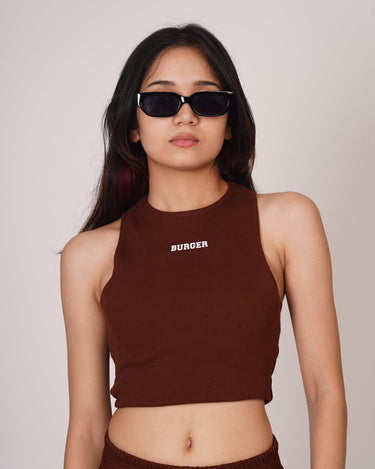 Racer Tanks All Colors Tanks Burger Bae XS Coffee Brown 
